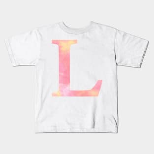 The Letter L Orange and Pink Watercolor Design Kids T-Shirt